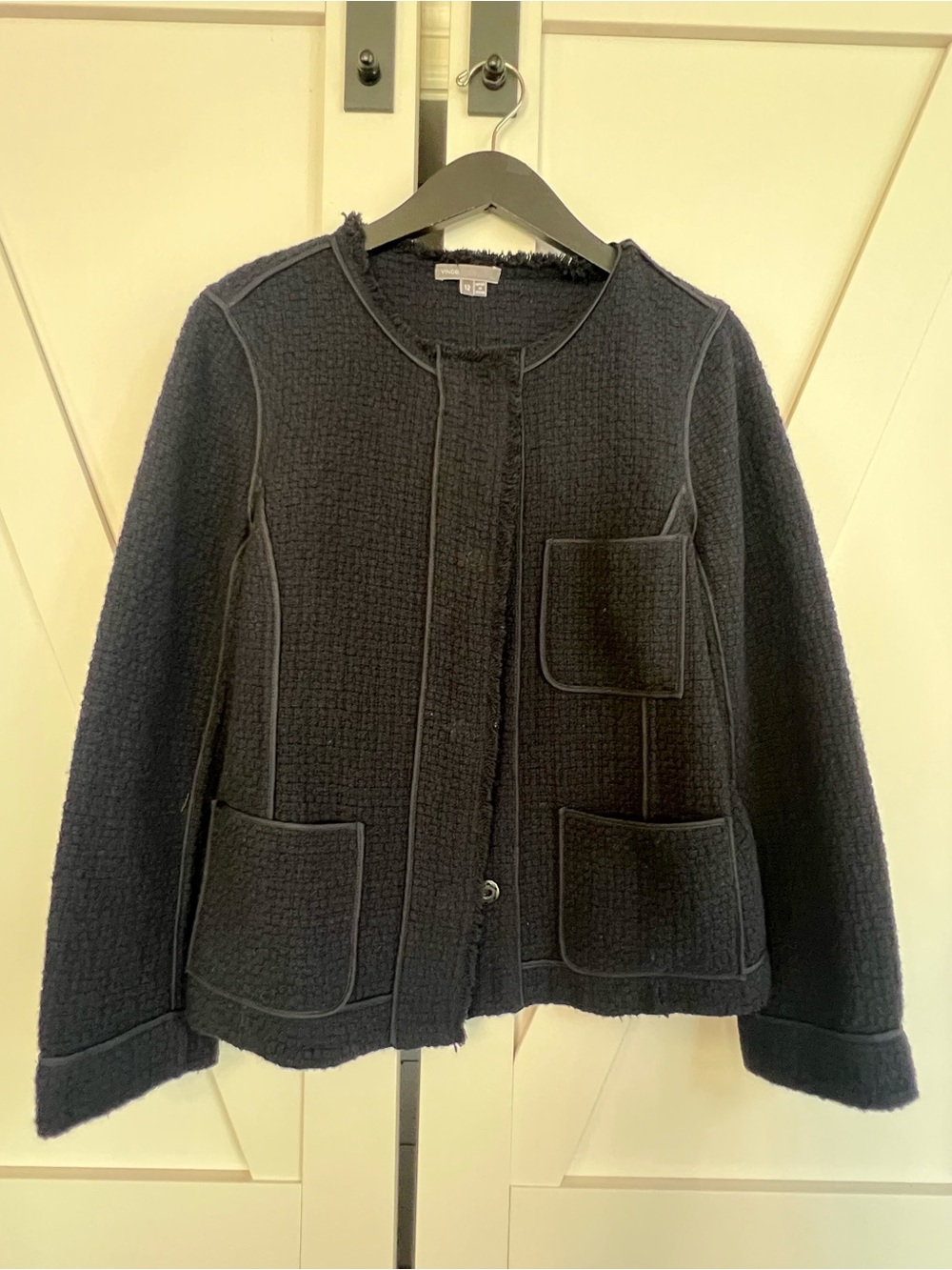 Vince Navy Bouclé Tweed Pocket Jacket